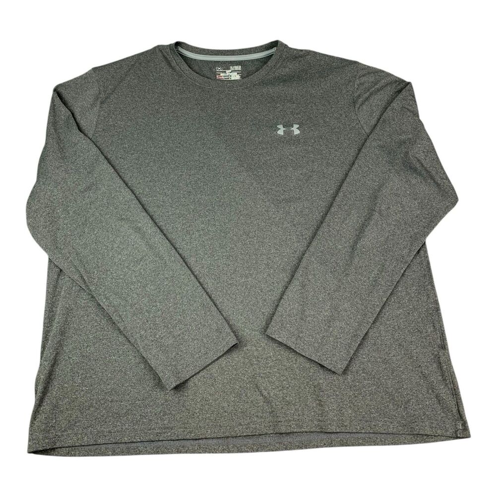 Under Armour Athletic Long Sleeve Shirt, Crew Neck, Gray, Men’s Size XL